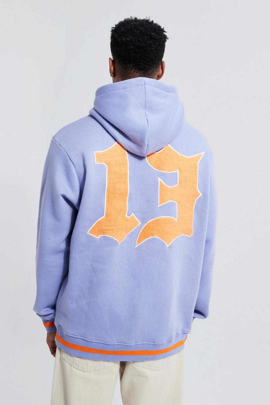 Lilac Oversized hoodie med tryck och mudd image number 1