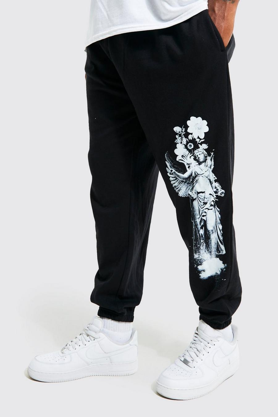 Pantalón deportivo Plus con estampado gráfico de estatua Pour Homme, Black negro image number 1