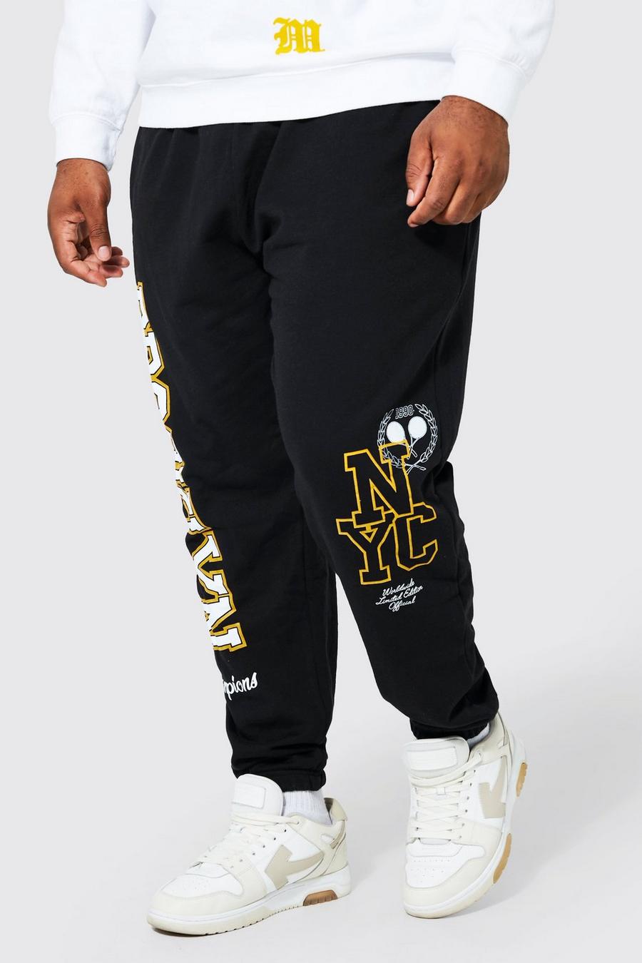 Pantalón deportivo Plus universitario con estampado Limited Edition Brooklyn, Black negro