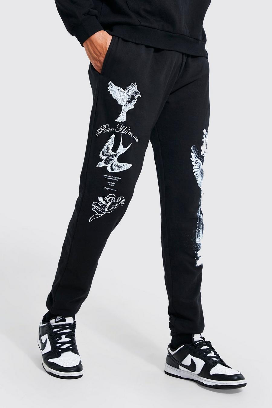 Black Tall Pour Homme Statue Graphic Jogger image number 1