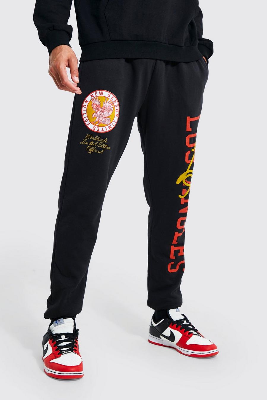Pantalón deportivo Tall con estampado gráfico universitario de Los Angeles, Black negro image number 1