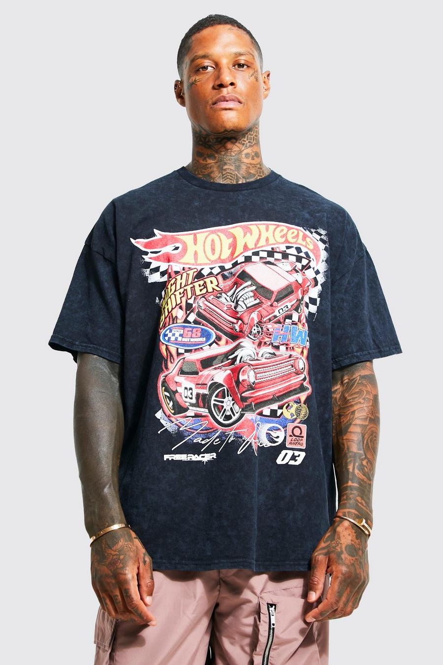 T-shirt oversize délavé à imprimé Hot Wheels, Charcoal image number 1