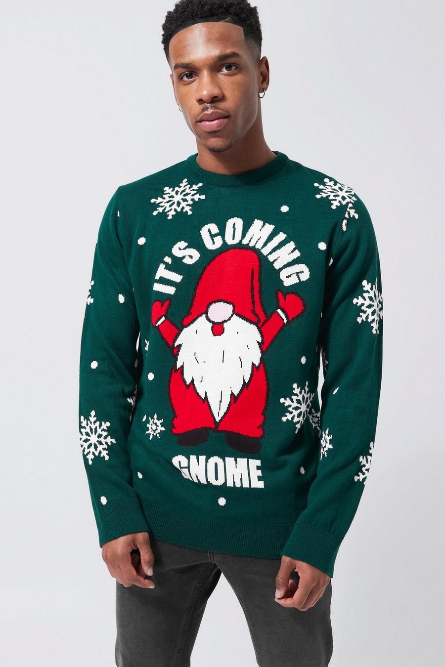 Forest vert It's Coming Gnome Football Christmas Jumper