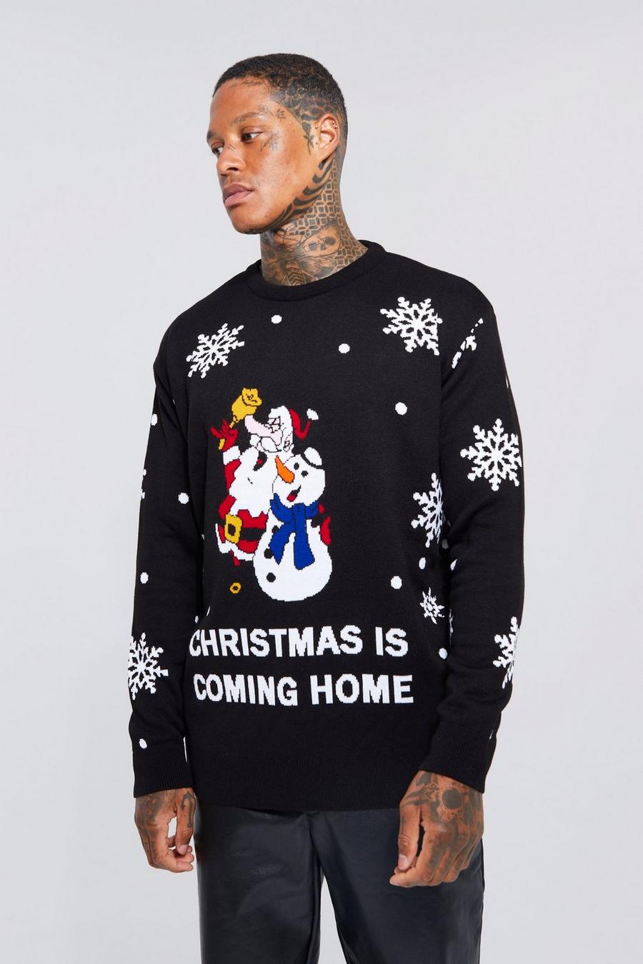 Black Christmas Is Coming Home Football Christmas Sweater image number 1