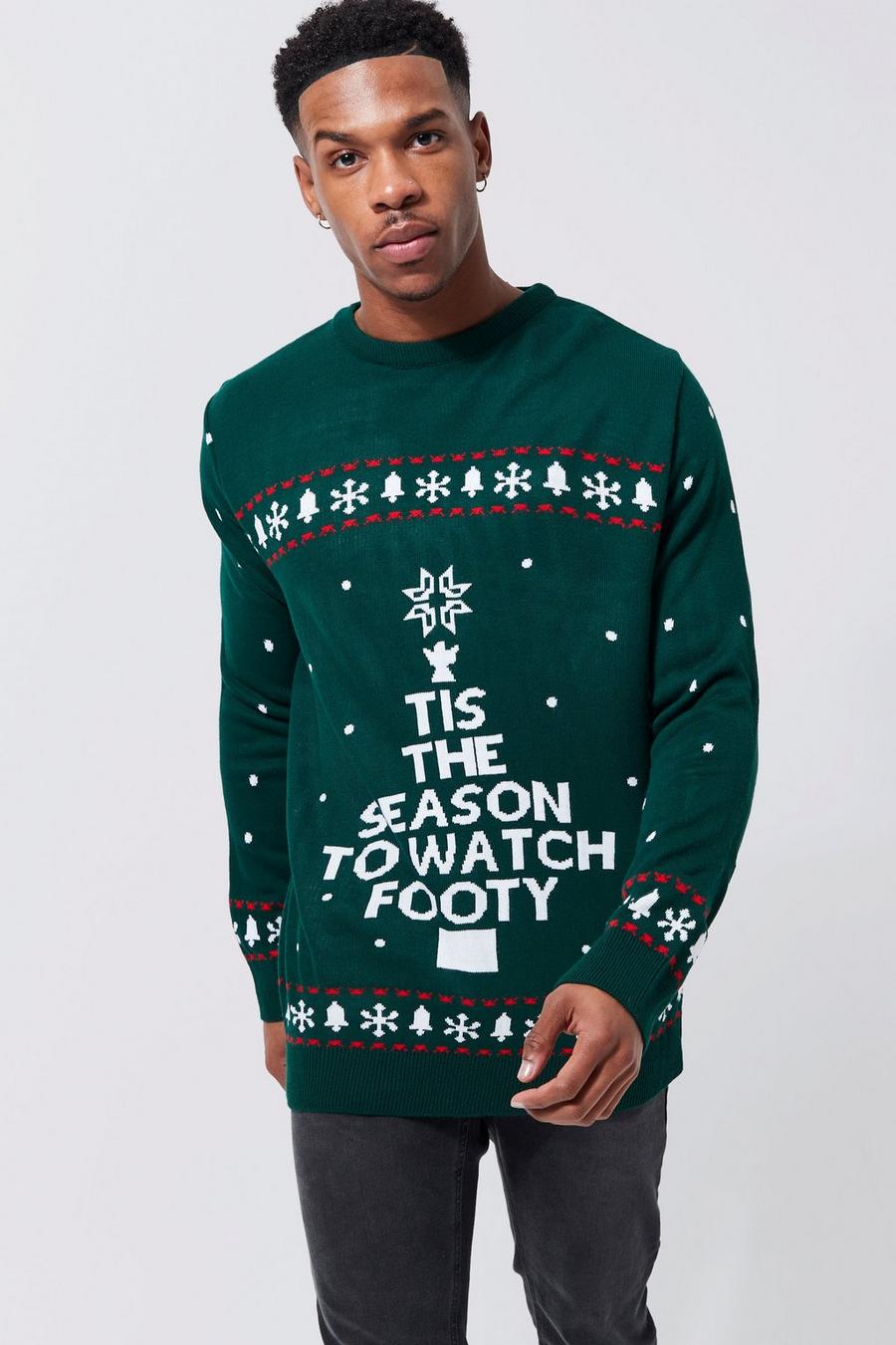 Tis The Season Fußball Weihnachtspullover, Forest vert