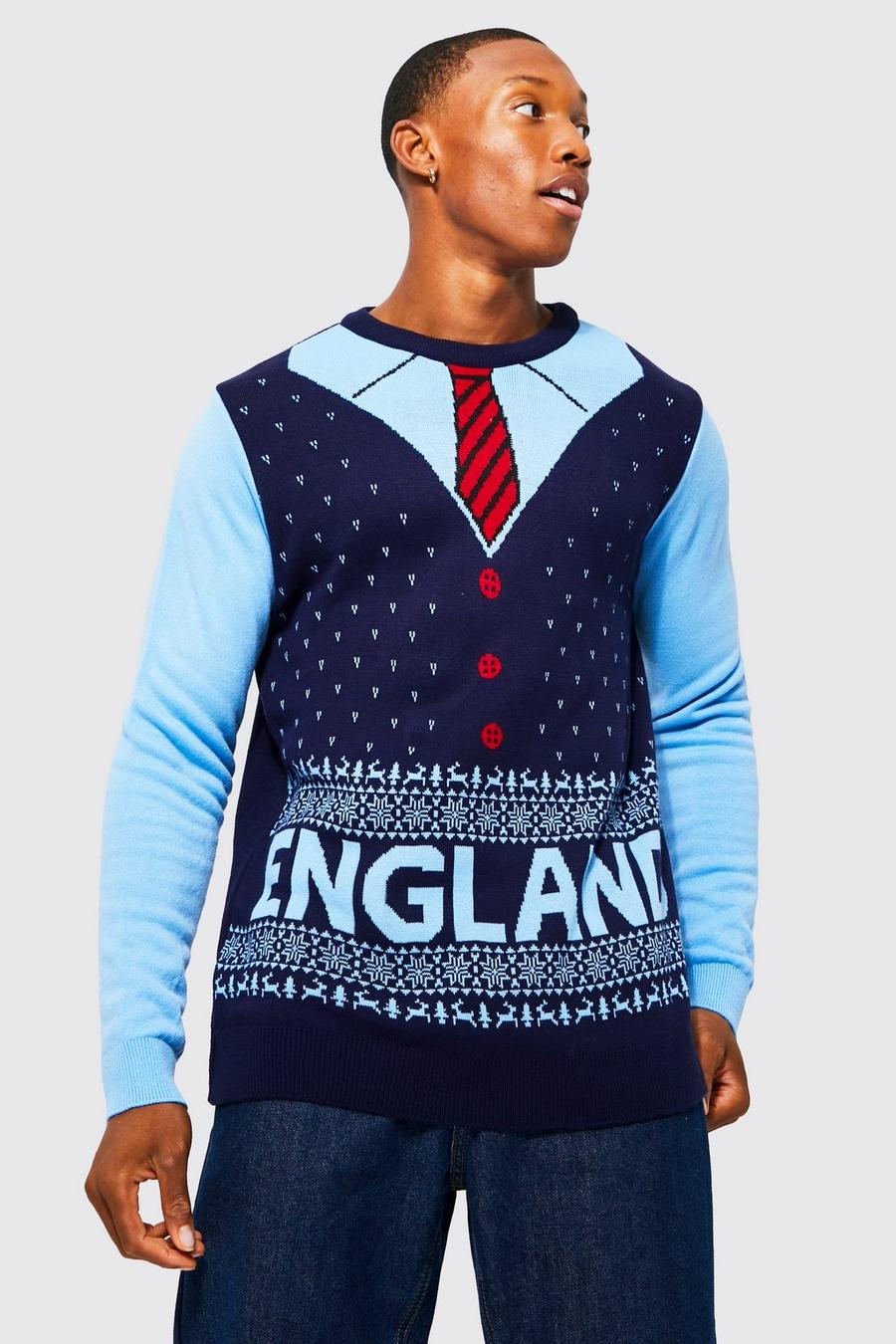 Light blue England Manager Christmas Jumper image number 1