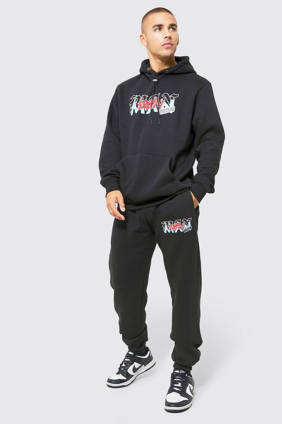 Black Man Hooded Tracksuit With Toggles image number 1