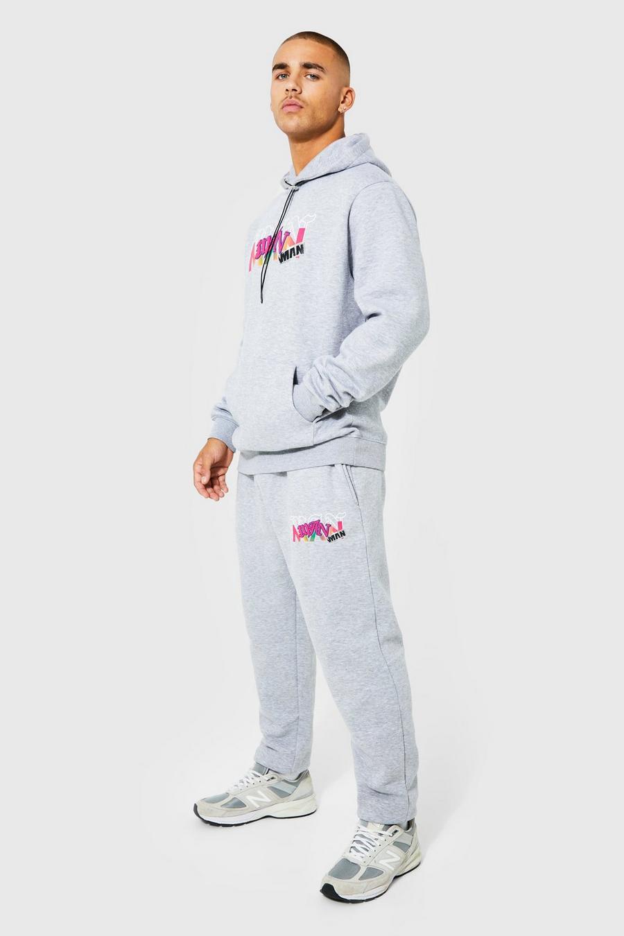 Grey marl Man Hooded Tracksuit With Toggles image number 1