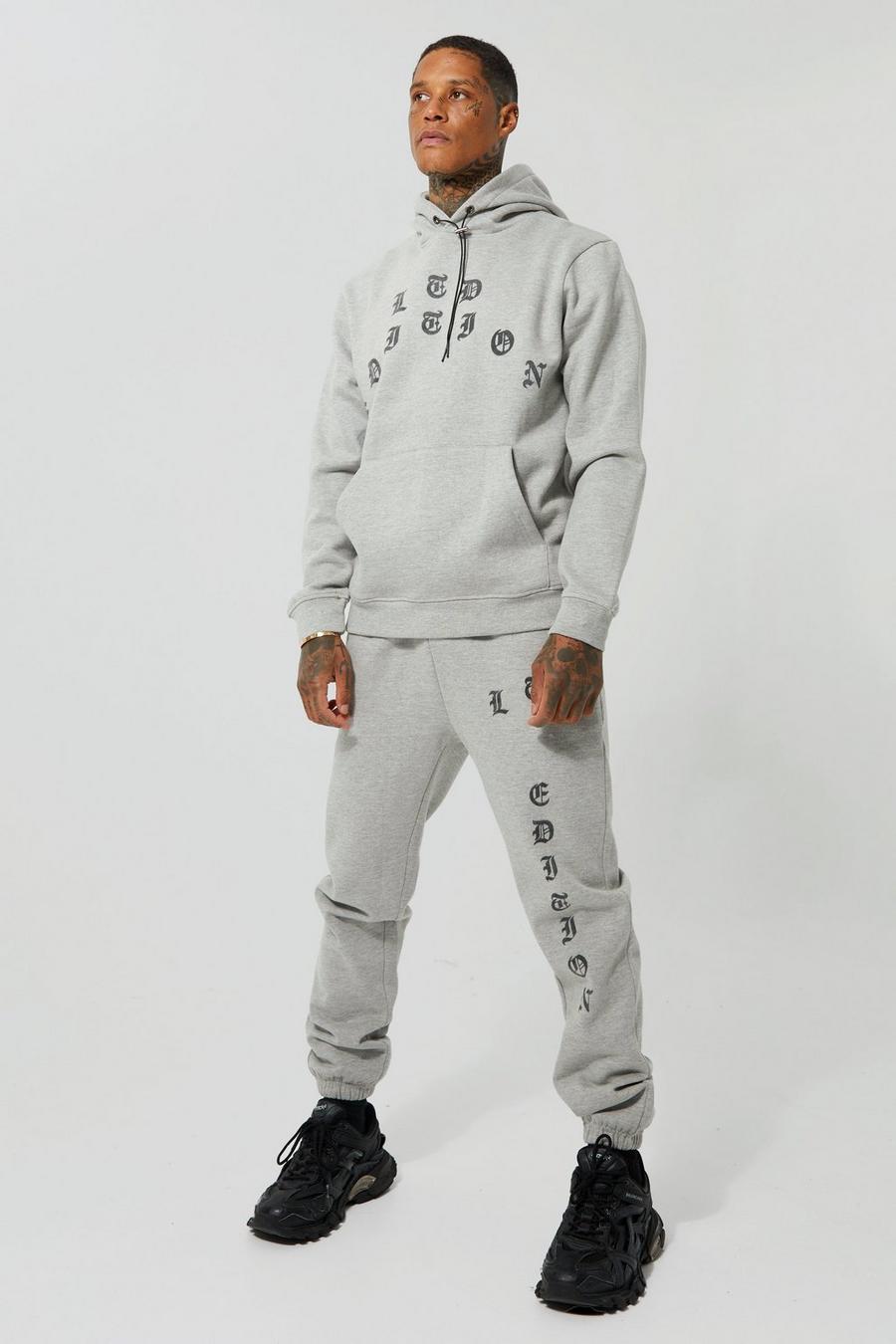 Grey Heavyweight Ltd Applique Hooded Tracksuit image number 1