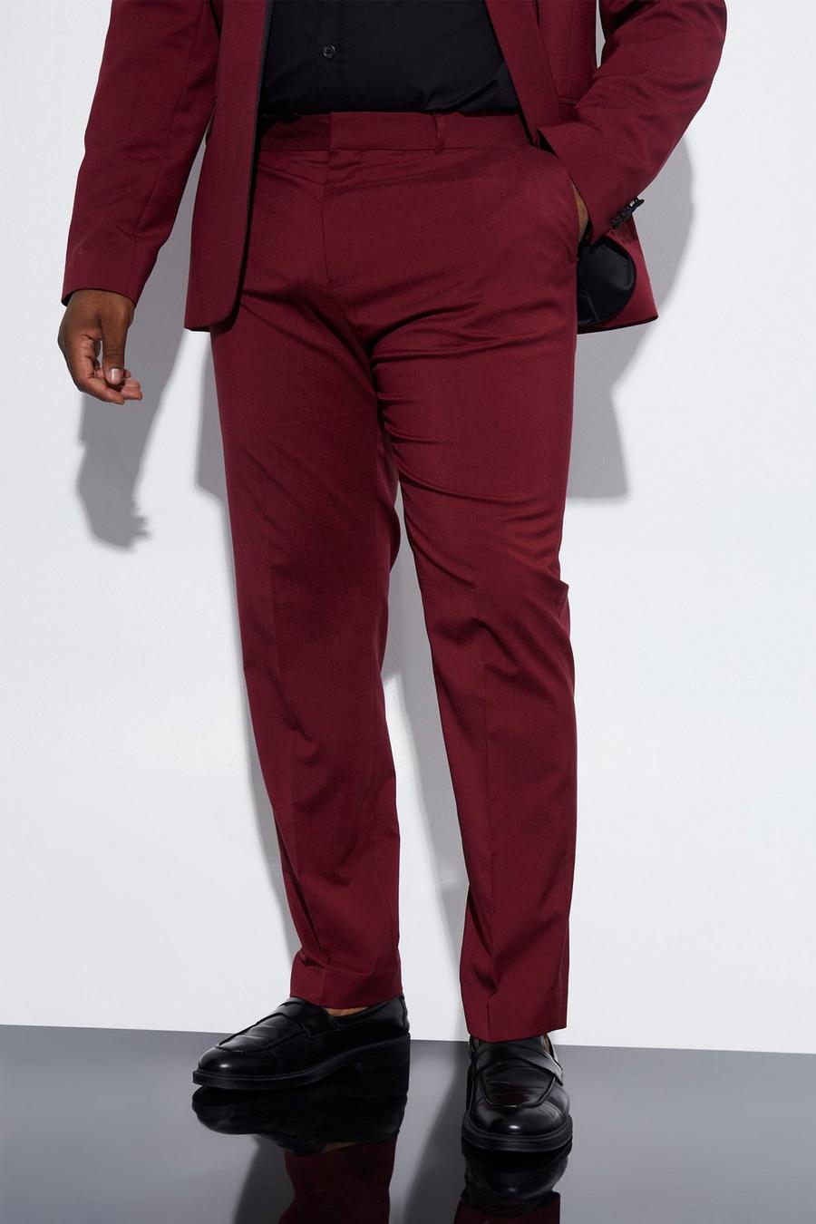 Burgundy Plus Skinny Tuxedo Suit Trouser image number 1