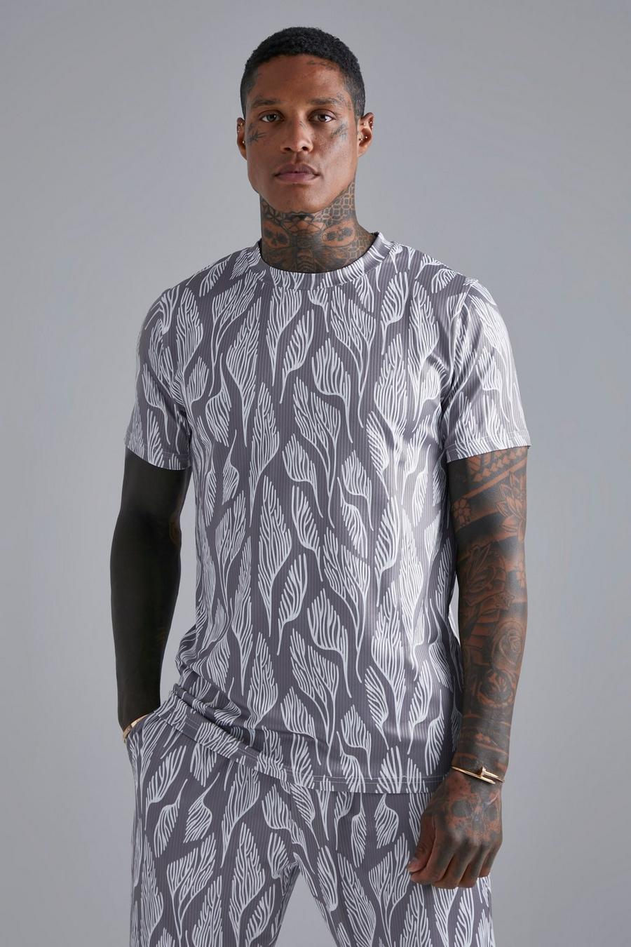 T-shirt plissé imprimé, Grey image number 1
