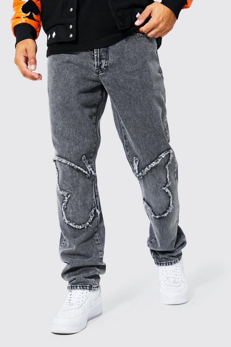 Light grey grå Straight Leg Butterfly Jeans