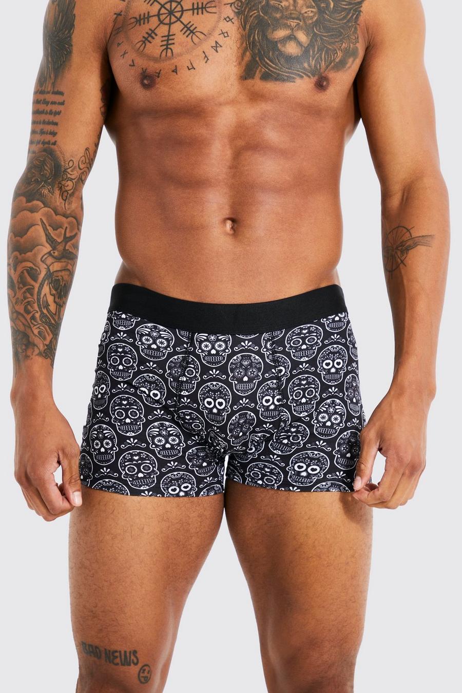 Black 3 Pack Candy Skull Print Boxers image number 1