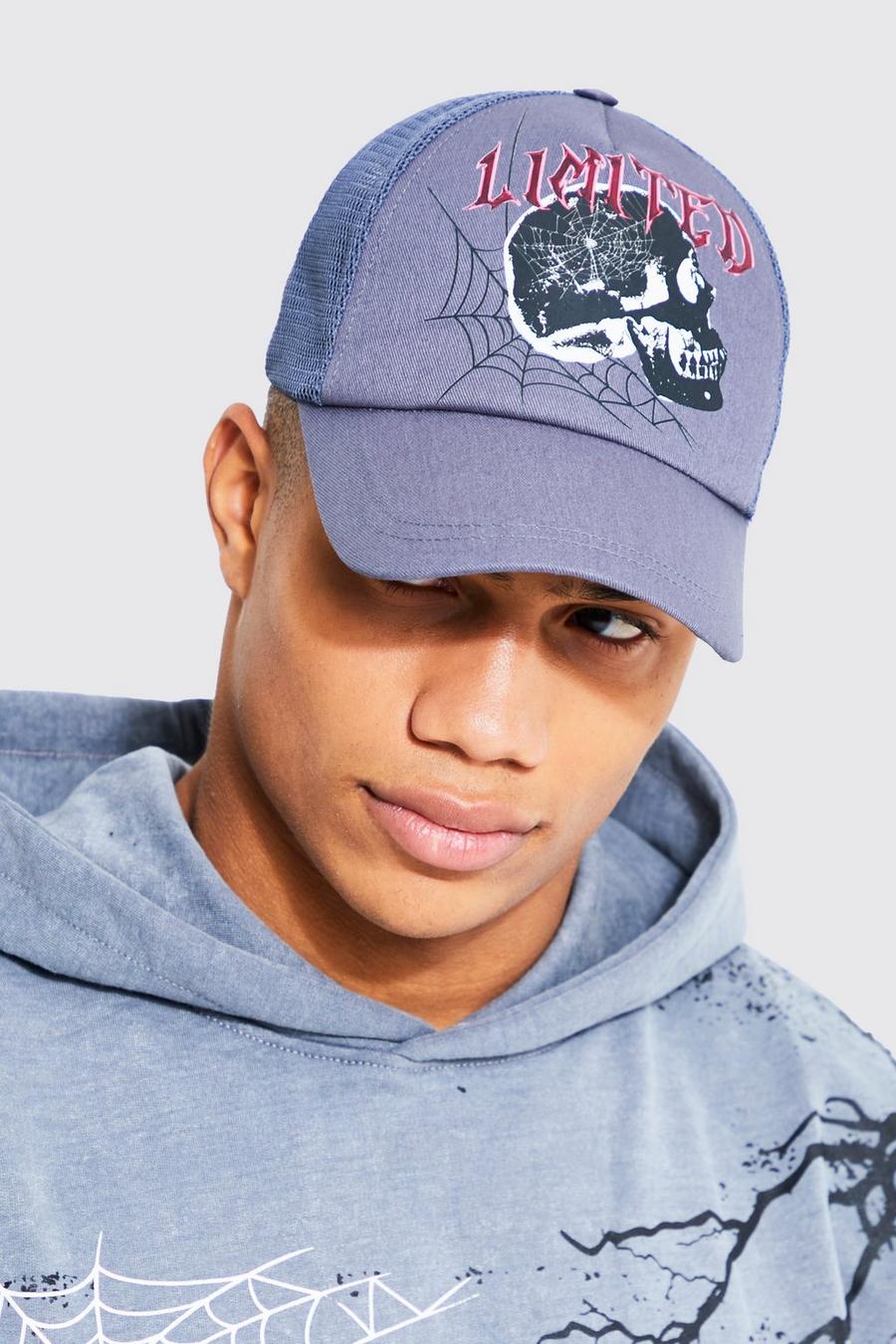 Charcoal Limited Skull Print Cap image number 1
