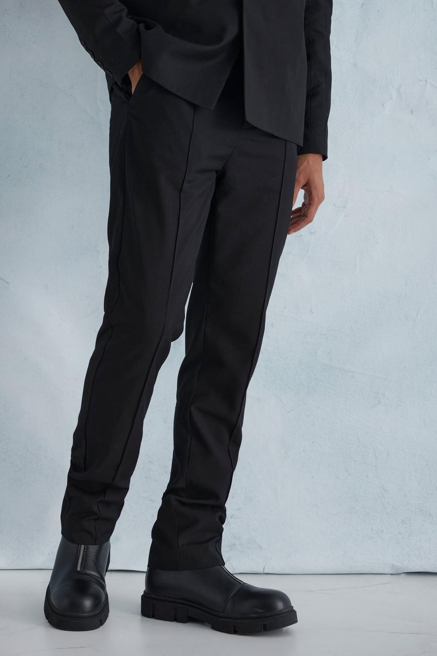 שחור מכנסיים בגזרה ישרה עם כיס ורוכסן image number 1