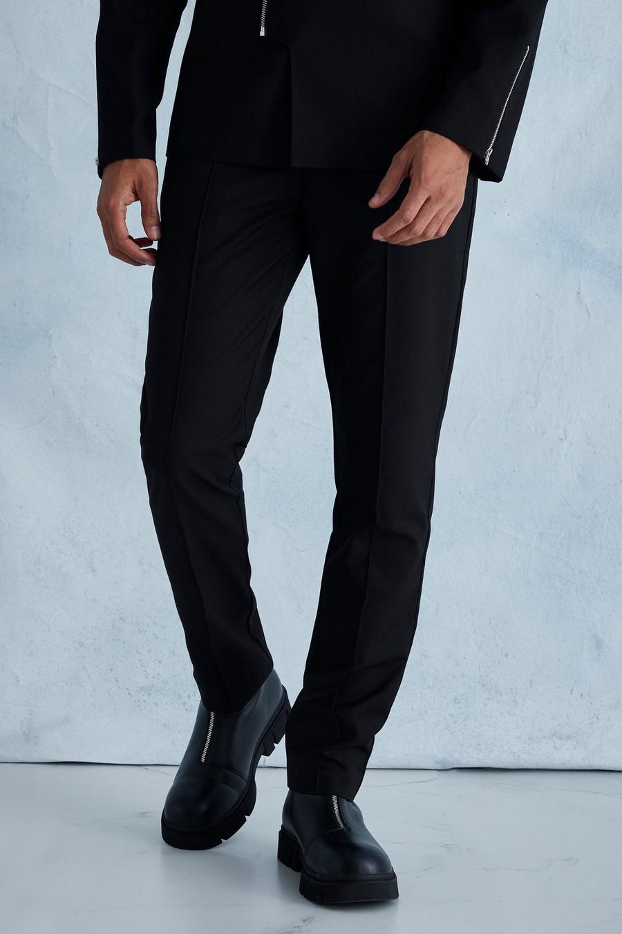 Pantalón ajustado con detalle metálico, Black negro