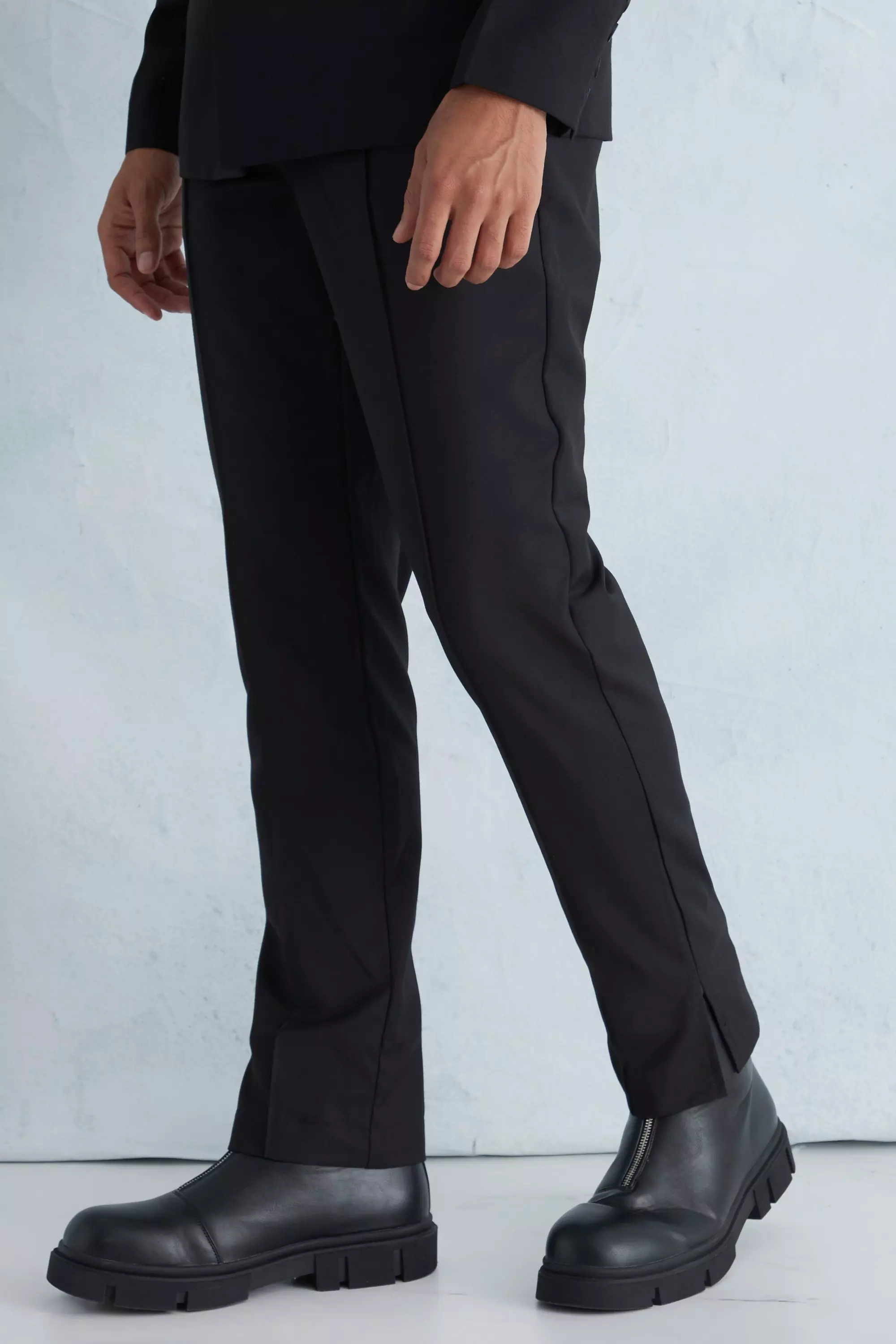 Slim Zip Trousers - Black