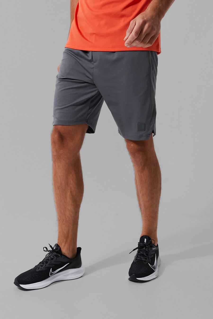Charcoal grå Tall - MAN Active Träningsshorts med slits