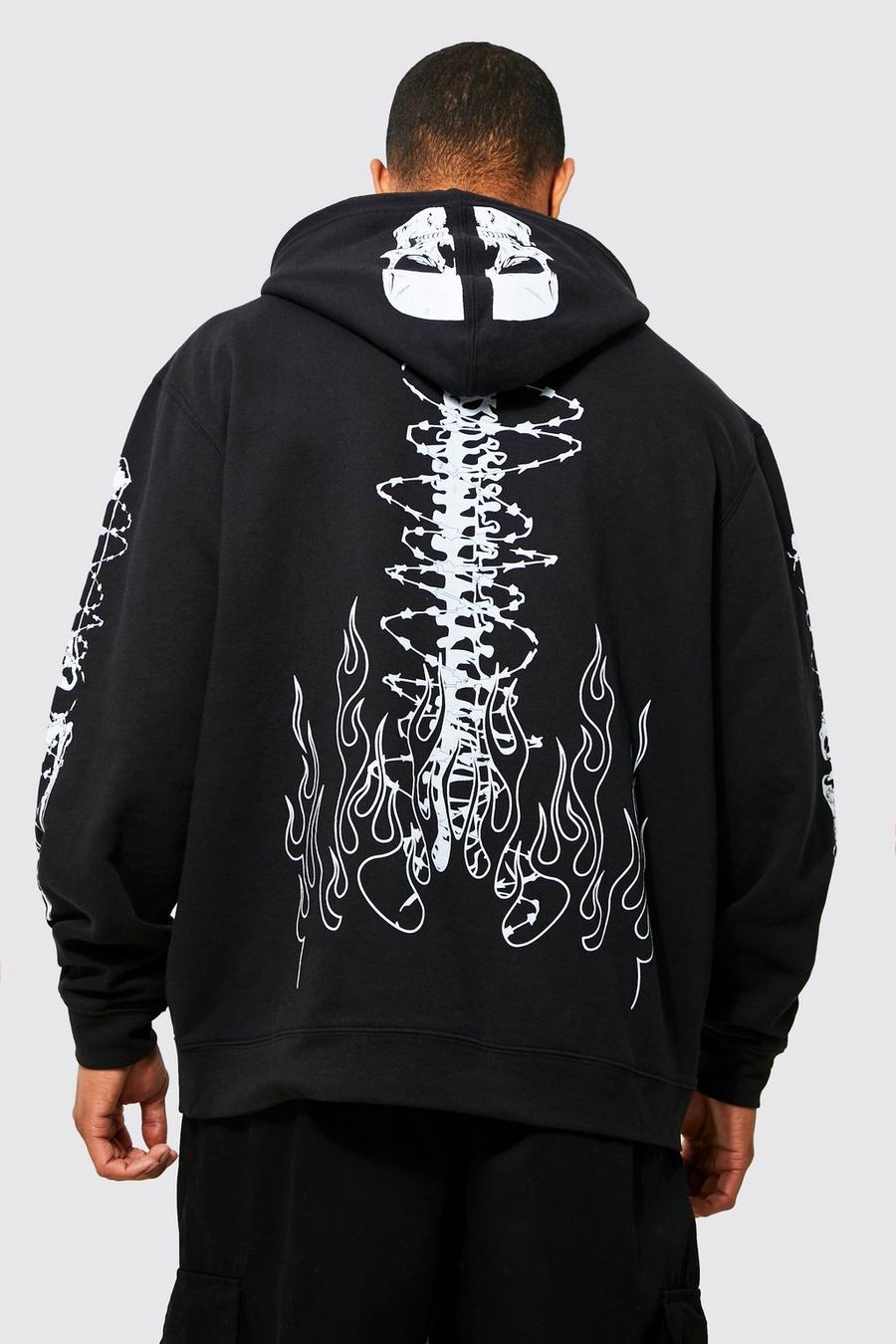 Black Oversized hoodie med skelett image number 1