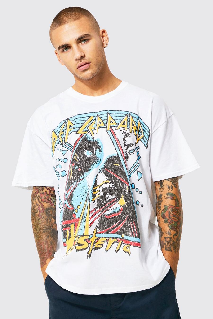 White Oversized Def Leppard License T-shirt image number 1