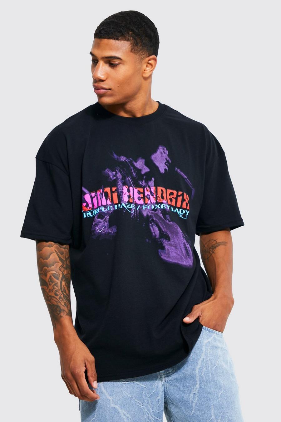 Black Oversized Jimi Hendrix License T-shirt image number 1