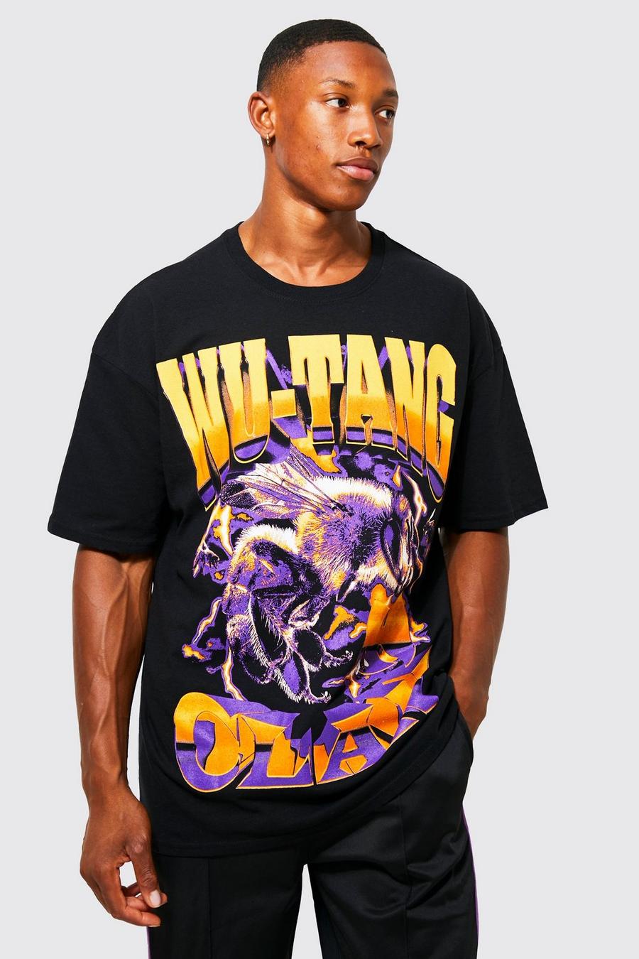 Black Oversized Wu Tang Clan Bee License T-shirt image number 1