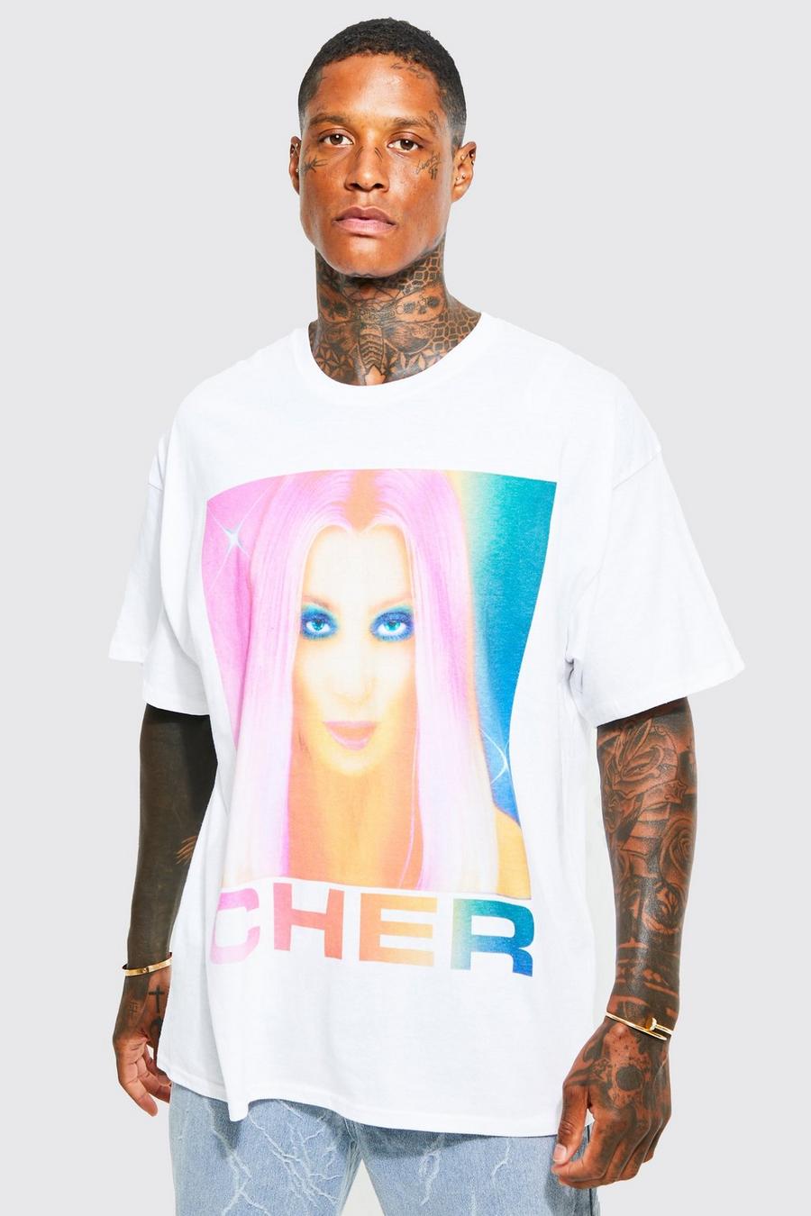 White Oversized Cher License T-shirt image number 1