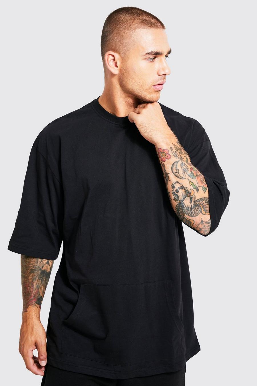 Black Oversized Boxy T-shirt With Pocket image number 1