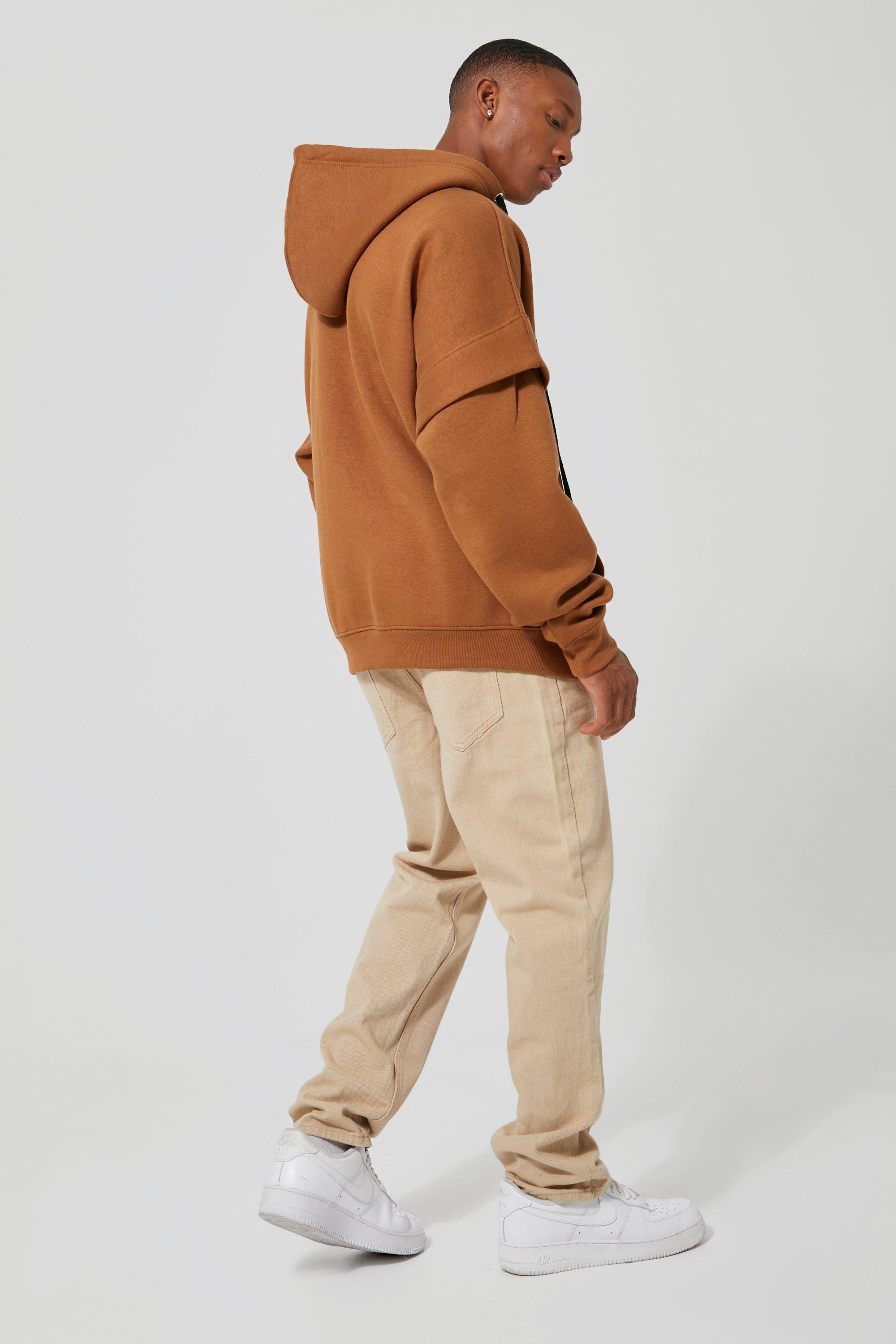 Oversized Drop Shoulder Faux Layer Hoodie