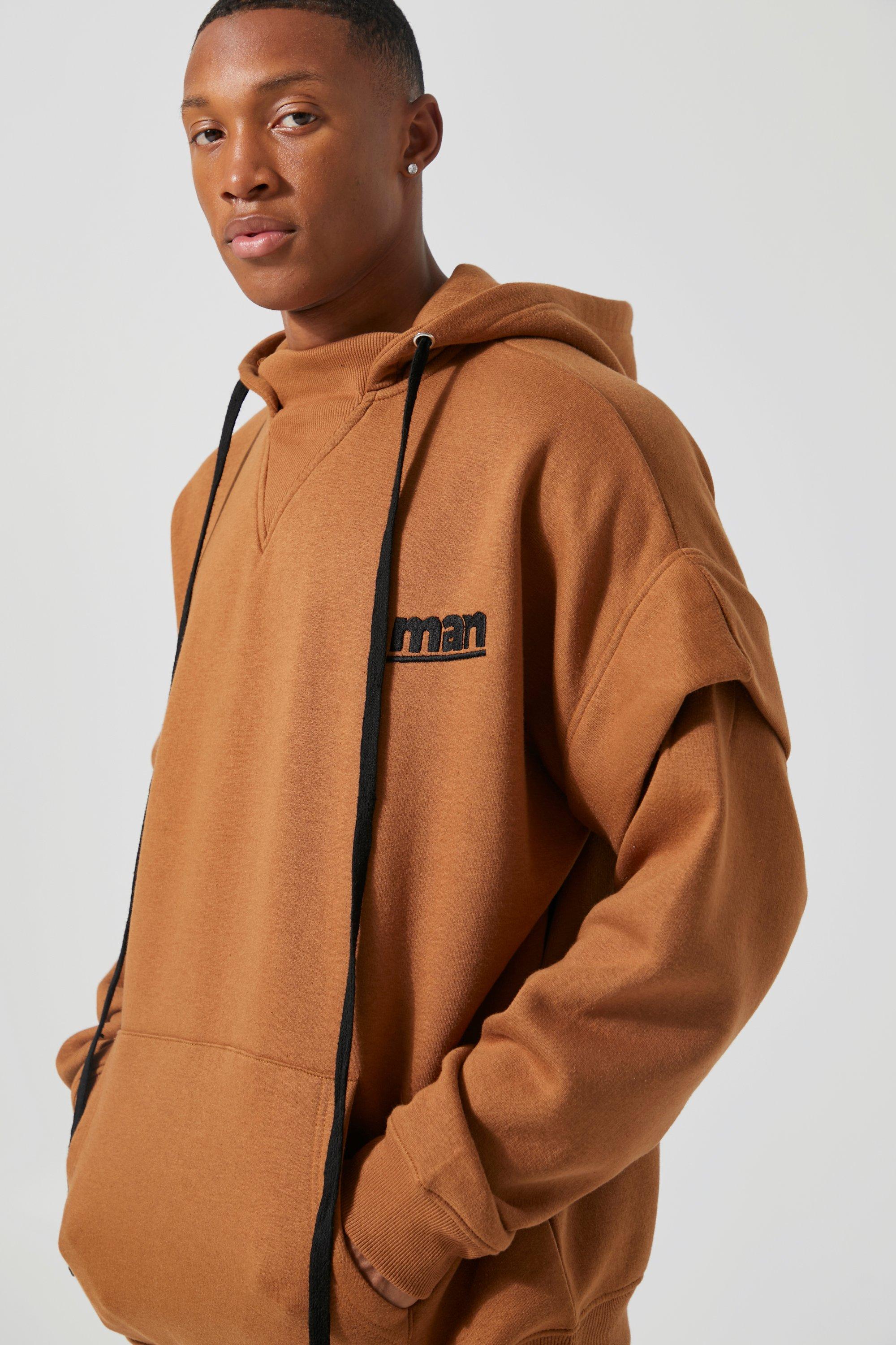 Drop Shoulder Hoodie - Brown