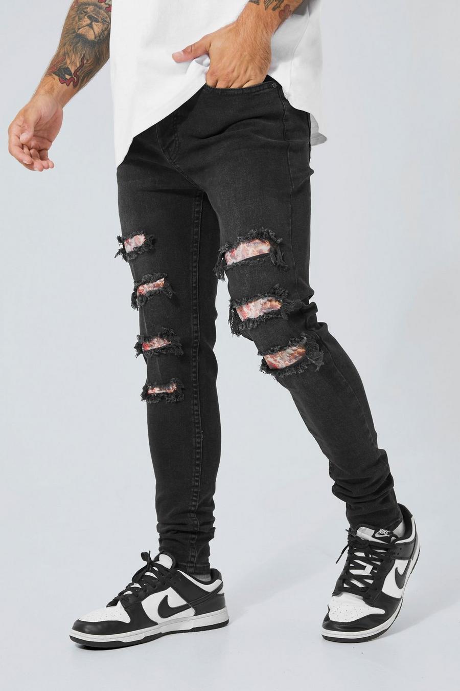 Black schwarz Skinny Renaissance Rip & Repair Jeans