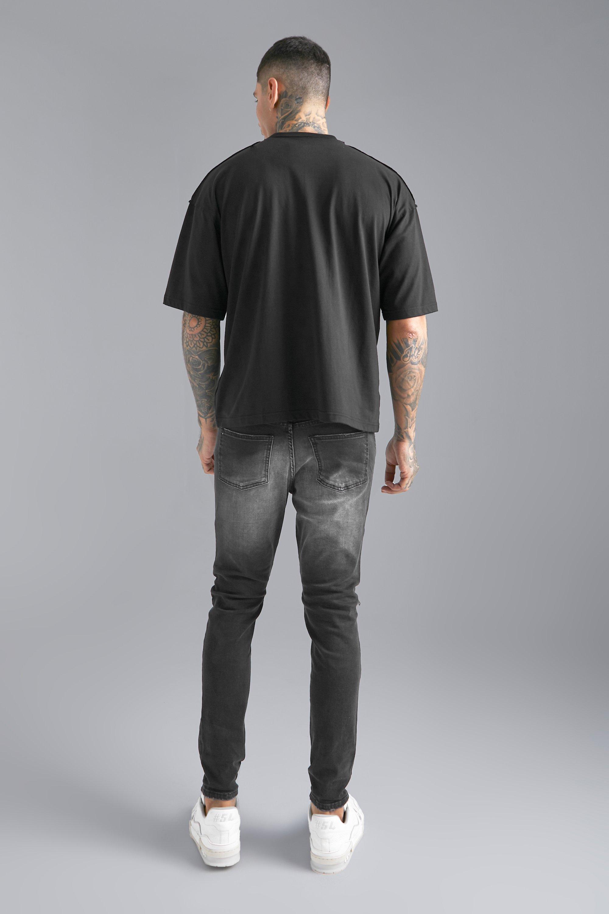 Boxy Distressed Seam Detail T Shirt