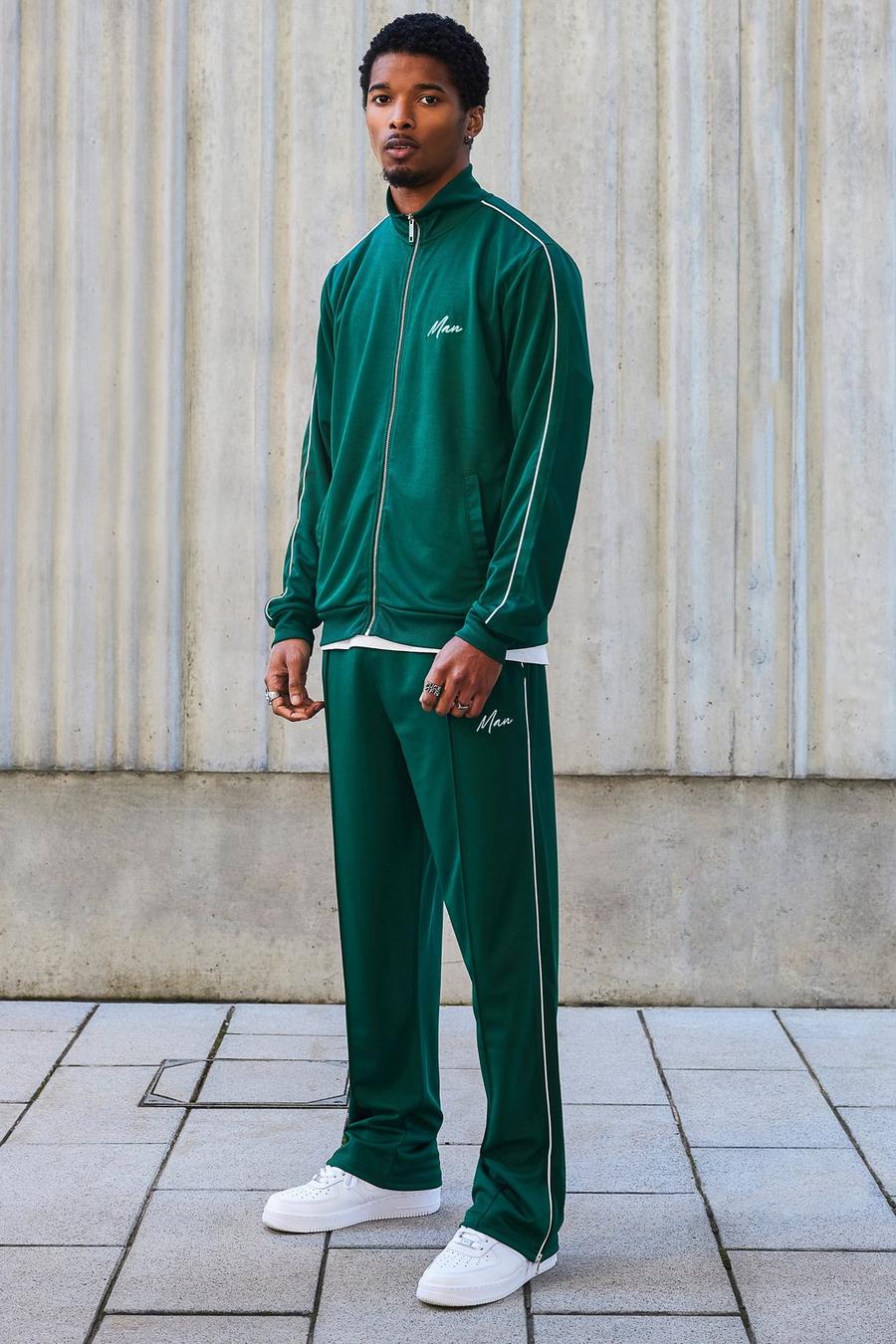 Forest green Heavyweight Tricot Man Funnel Neck Tracksuit 