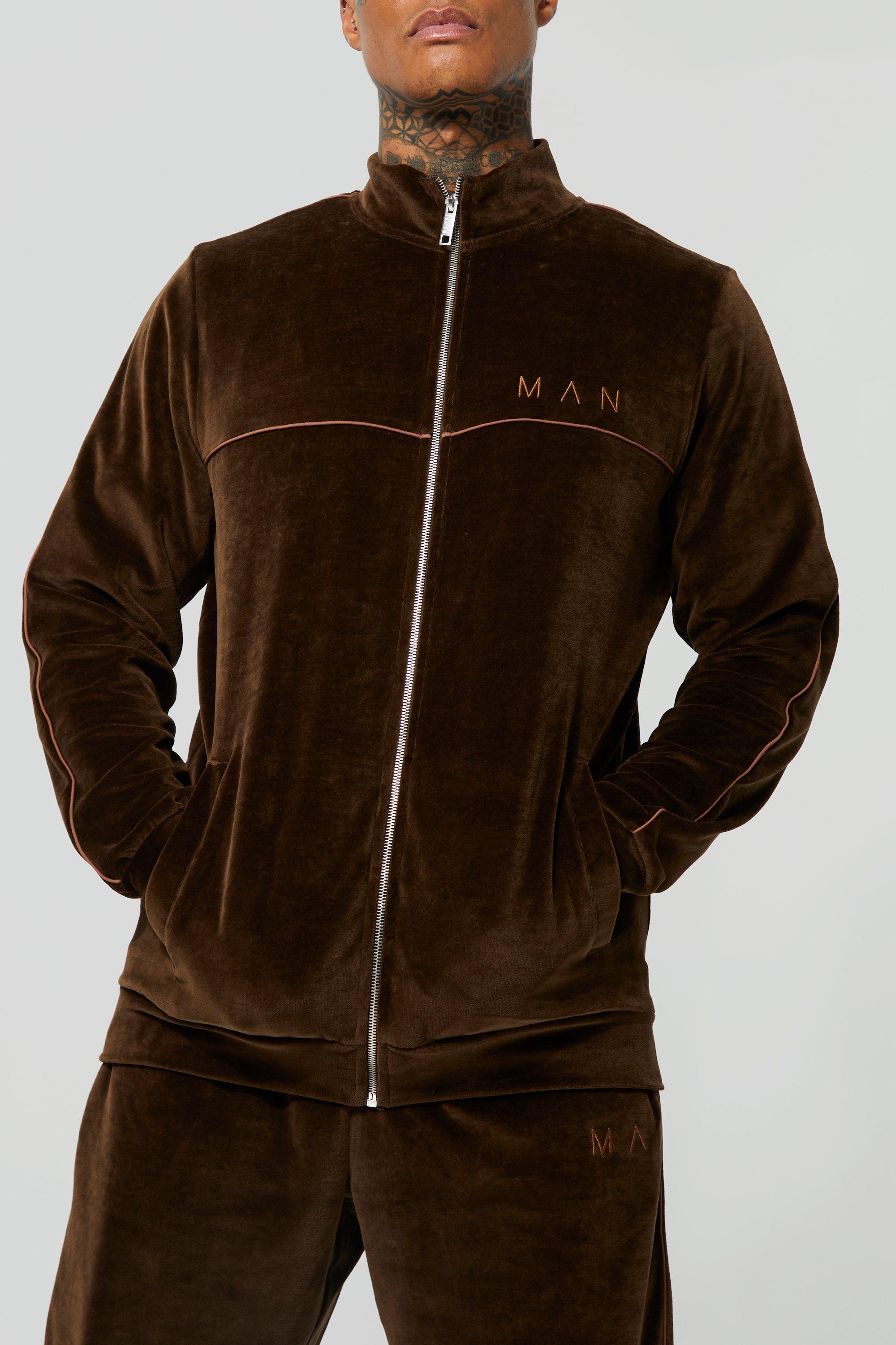 Heavyweight Velour Piping Funnel Neck Tracksuit