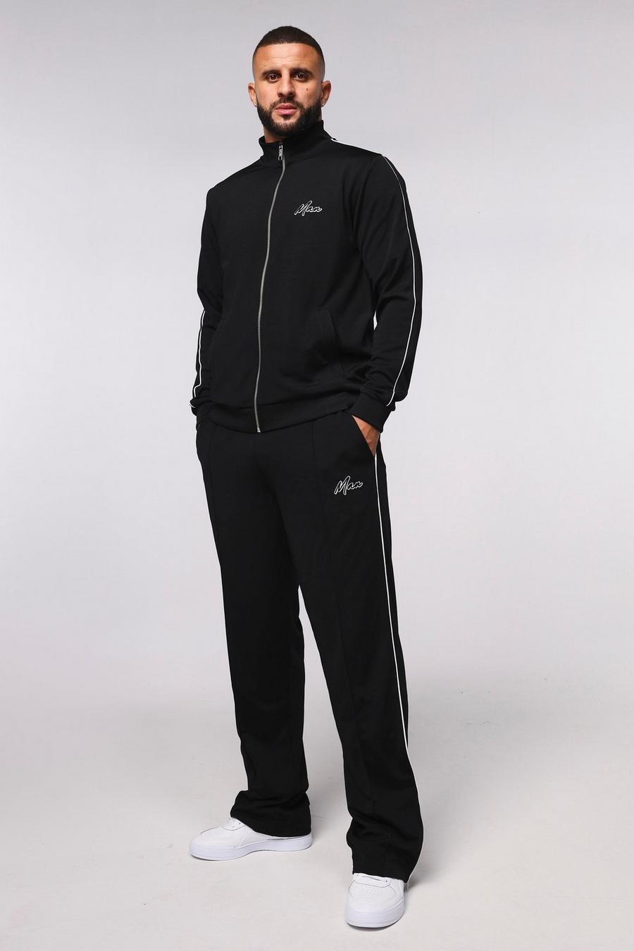 Heavyweight Tricot Man Funnel Neck Tracksuit | boohoo