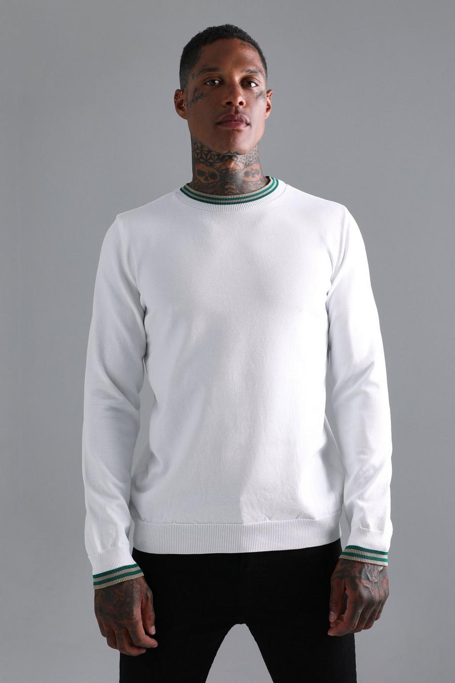 Cream Smart  Jumper With Tipping  image number 1