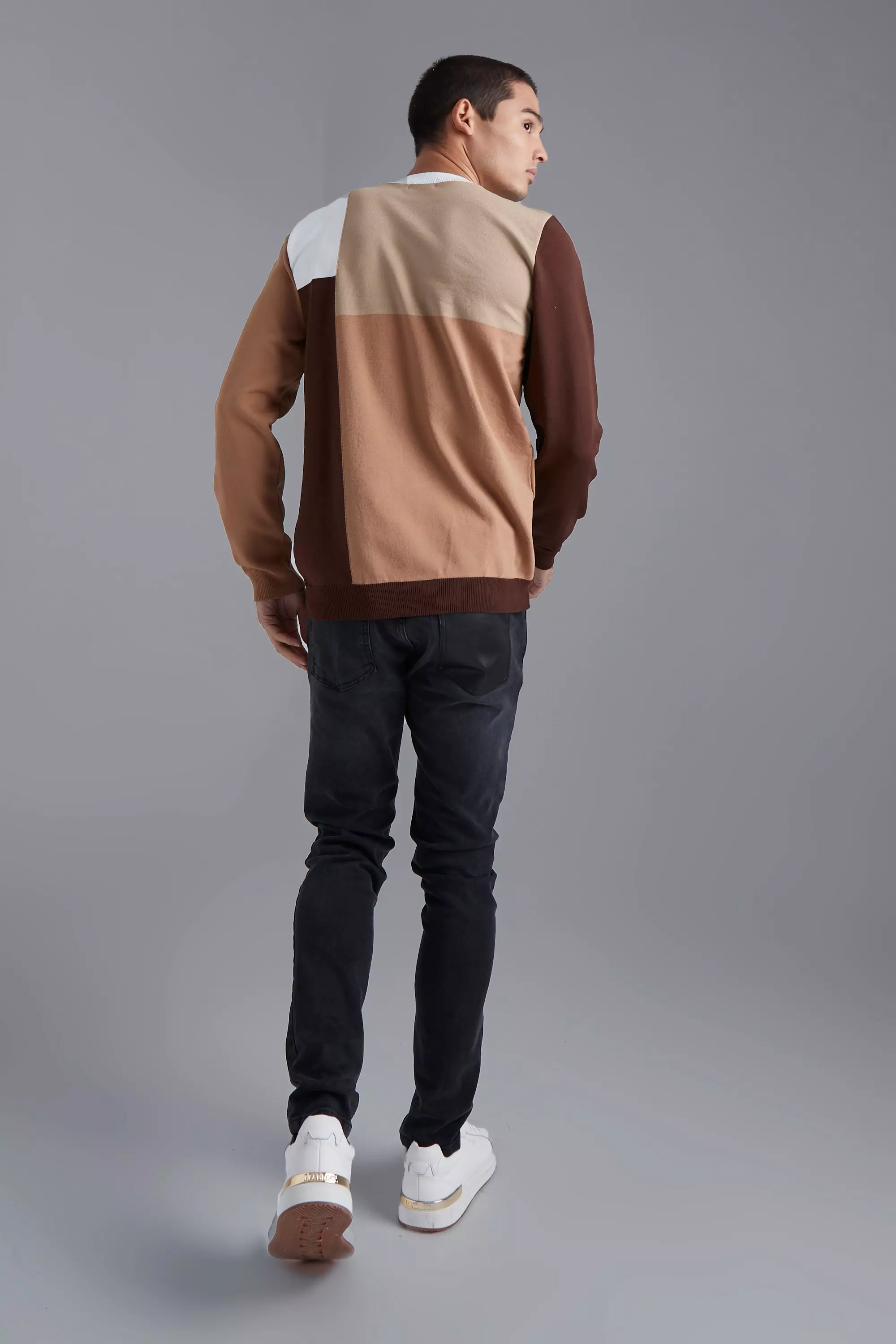 Chocolate Square Colourblocking Smart Jumper alternative image