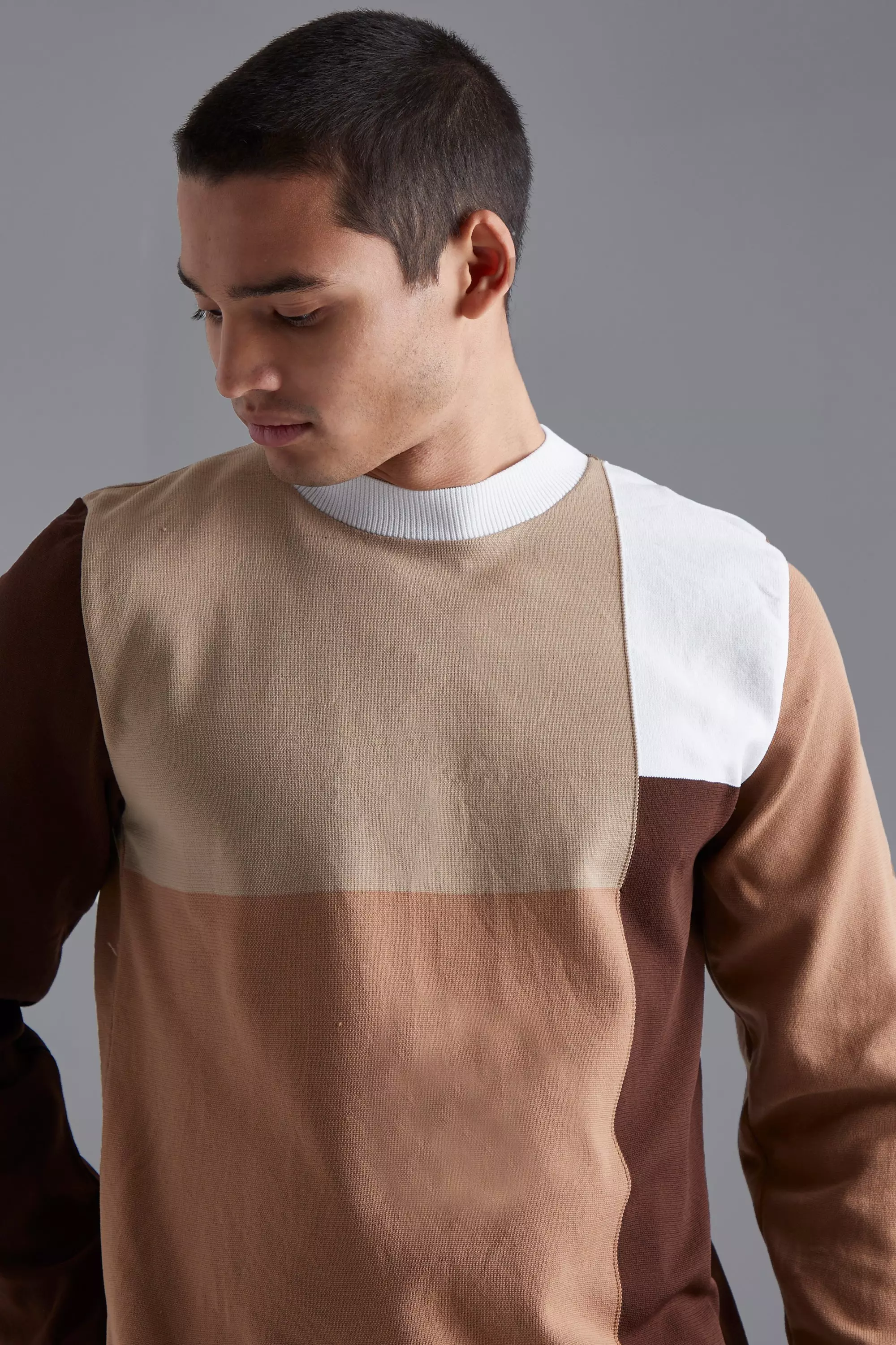 Chocolate Square Colourblocking Smart Jumper alternative image