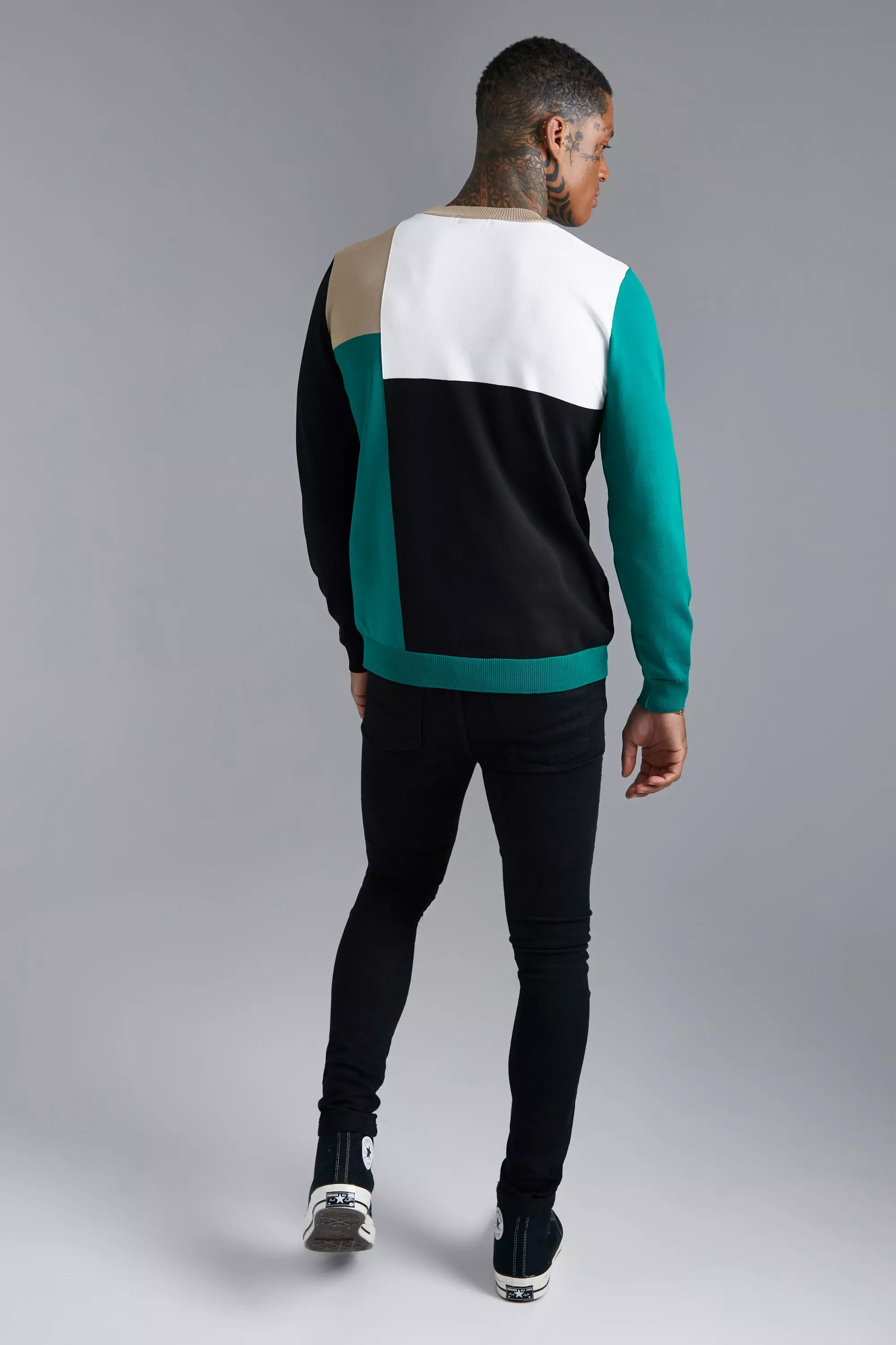 Green Square Colourblocking Smart Jumper alternative image