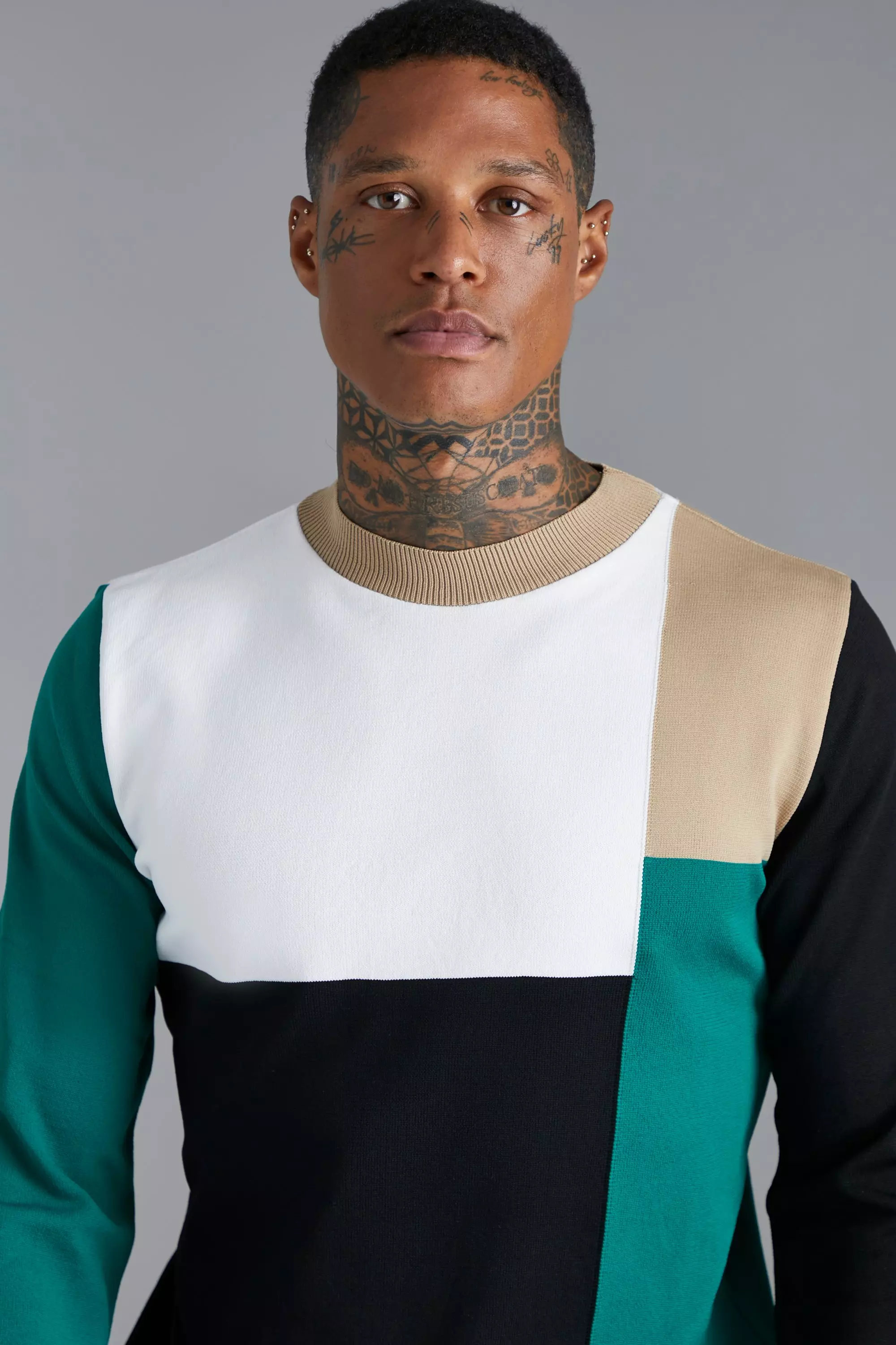 Green Square Colourblocking Smart Jumper alternative image