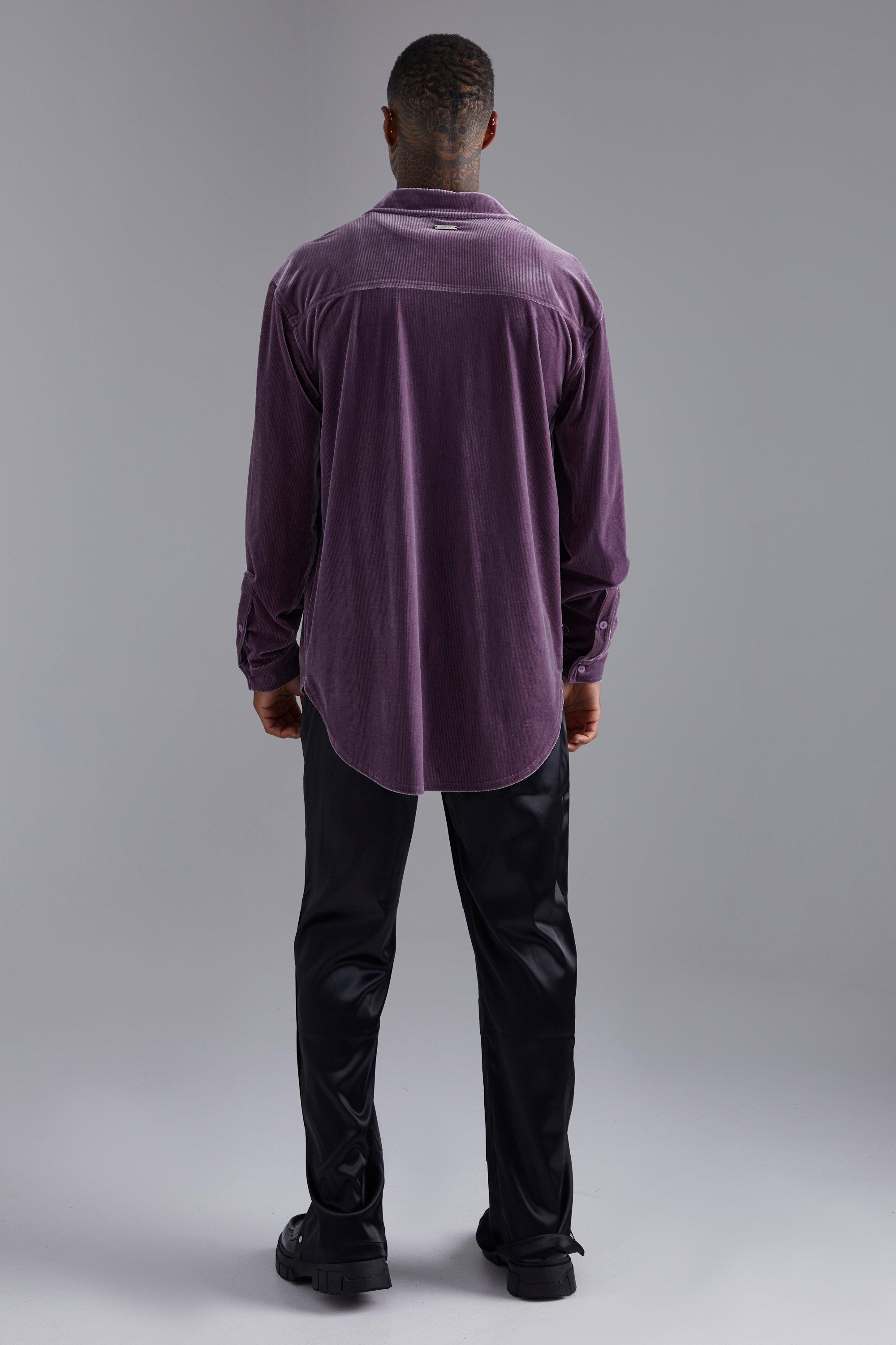 Pleated Velour Long Sleeve Shirt