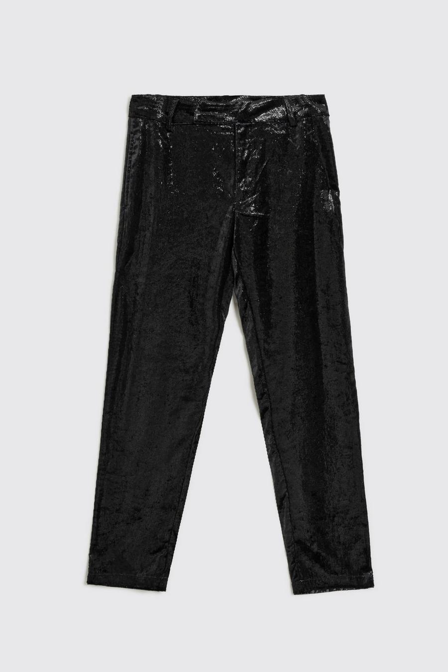 Pantaloni Slim Fit metallizzati a effetto luccicante, Black negro