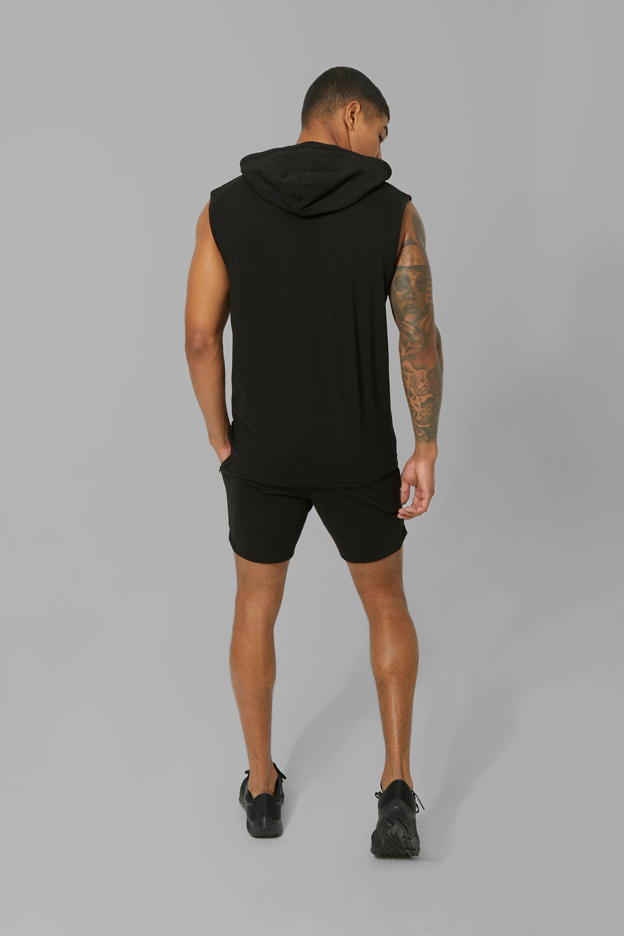 Man Active Muscle Fit Sleeveless Hoodie Set