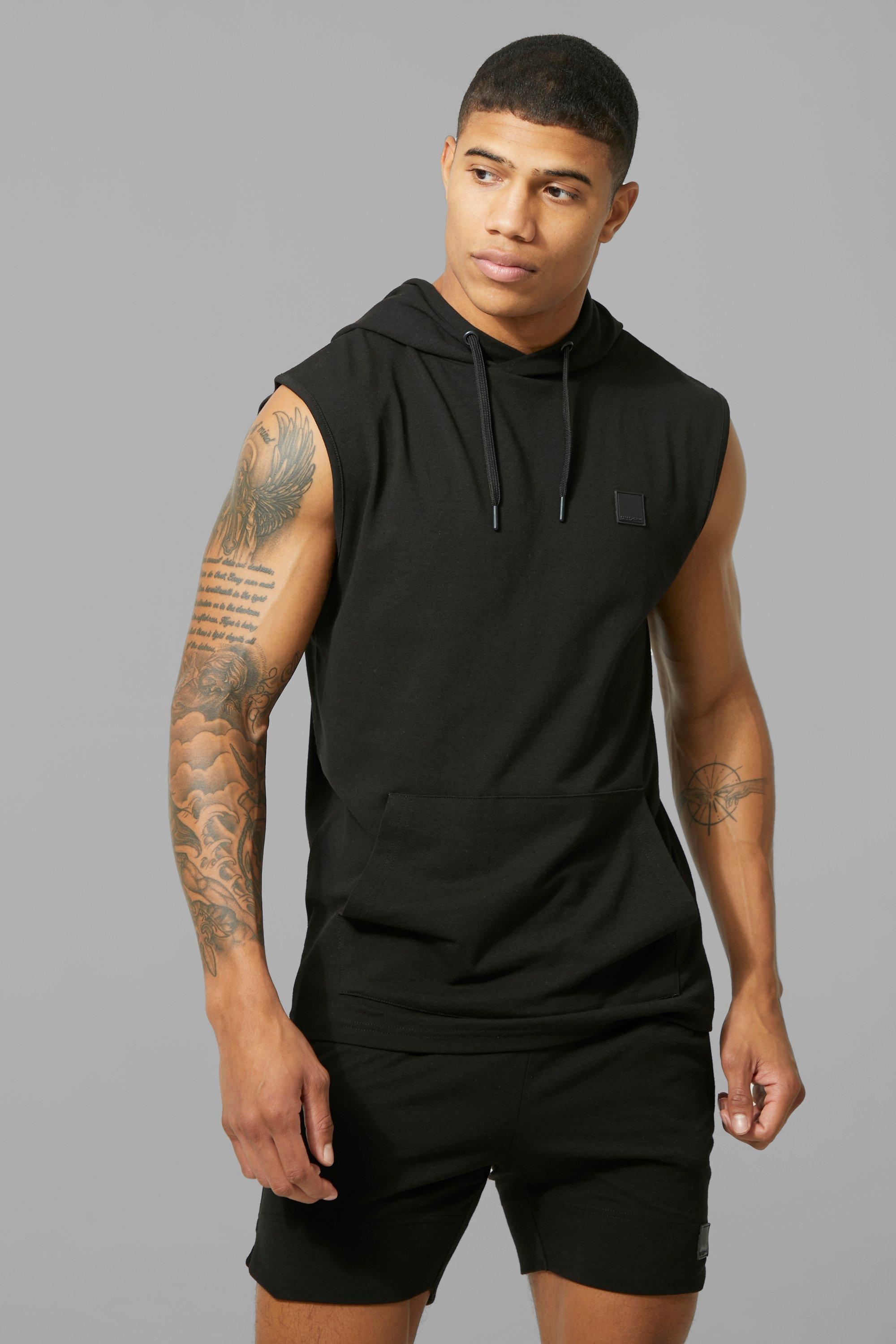 Buy Men's Slim-Fit Sleeveless Hoodie, Black