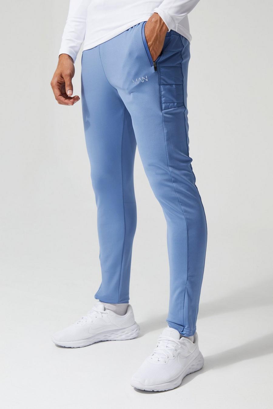 Dusty blue Man Active Hybrid Quilted Skinny Joggers image number 1