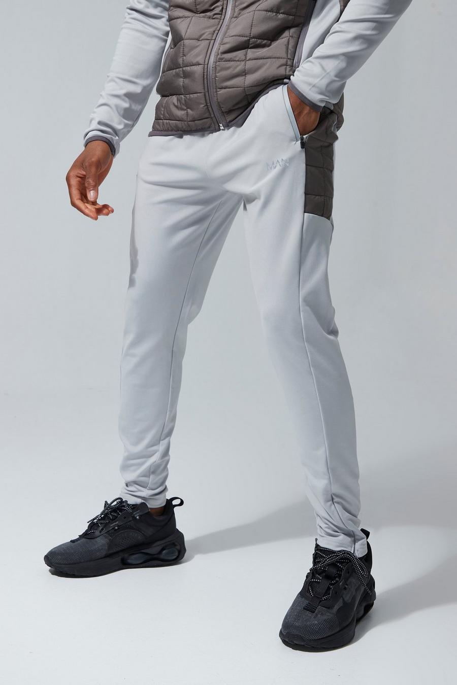 Pantaloni tuta Skinny Fit Man Active Hybrid trapuntati, Grey grigio