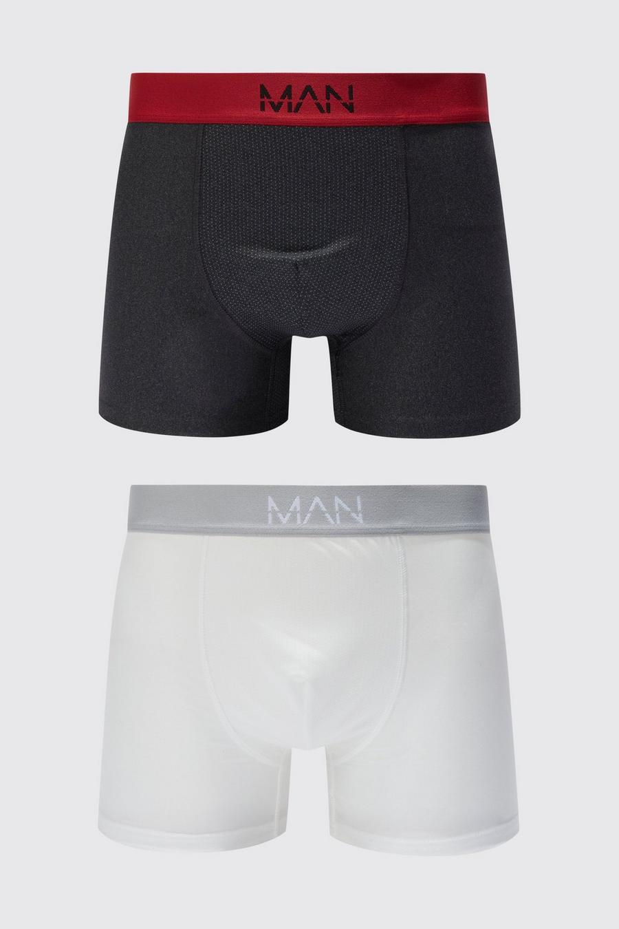 Multi Man Active 2 Pack Contrast Waistband Boxer image number 1