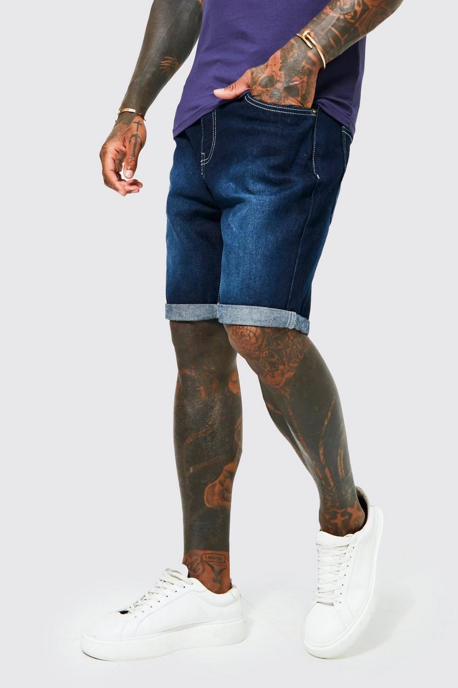 Pantalón corto vaquero ajustado, Dark blue azul