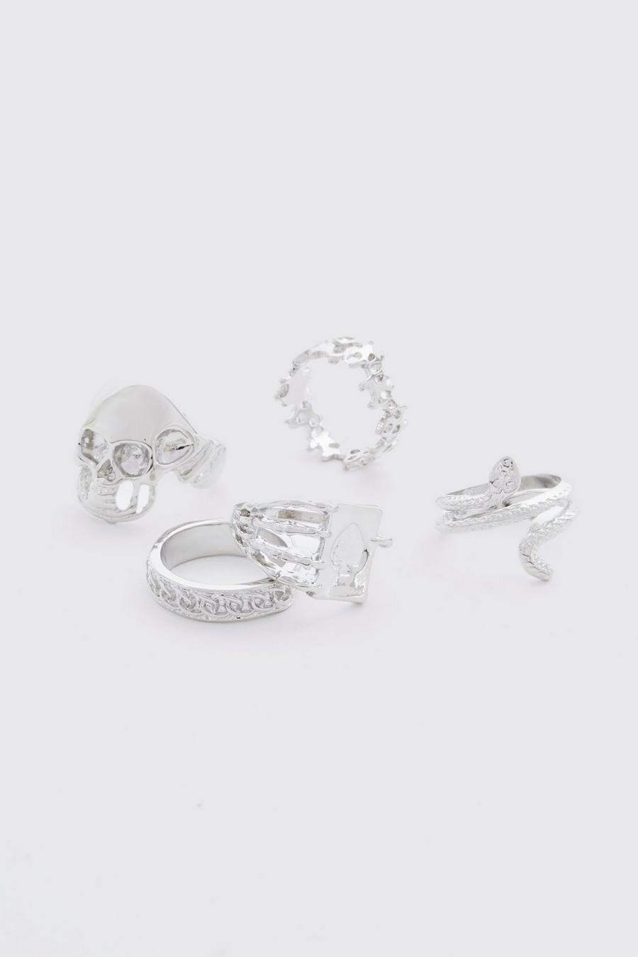 Pack de 5 anillos, Silver image number 1