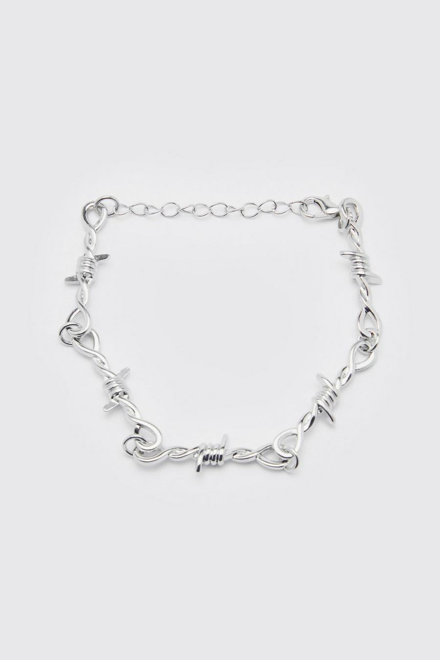 Silver Barbed Wire Chain Bracelet image number 1